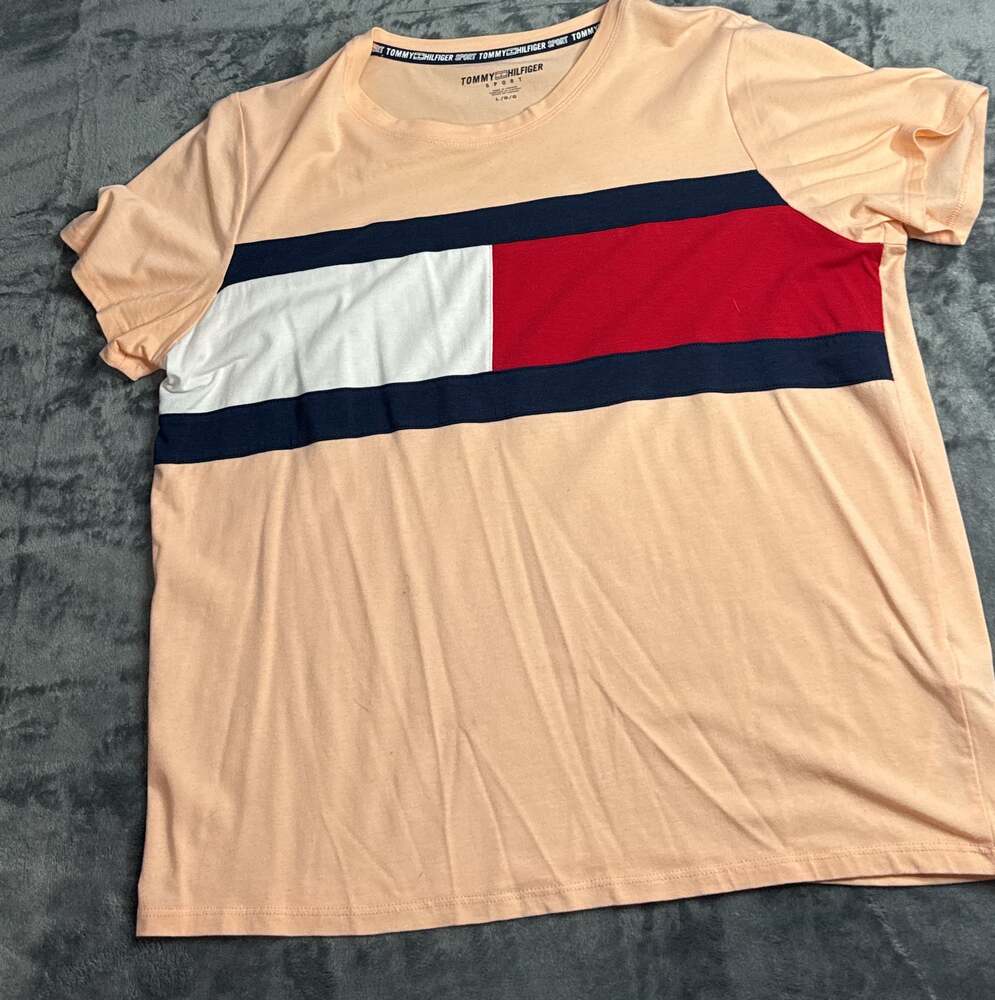 Tommy Hilfiger Sport Women's Peach Color Block T-Shirt, Large